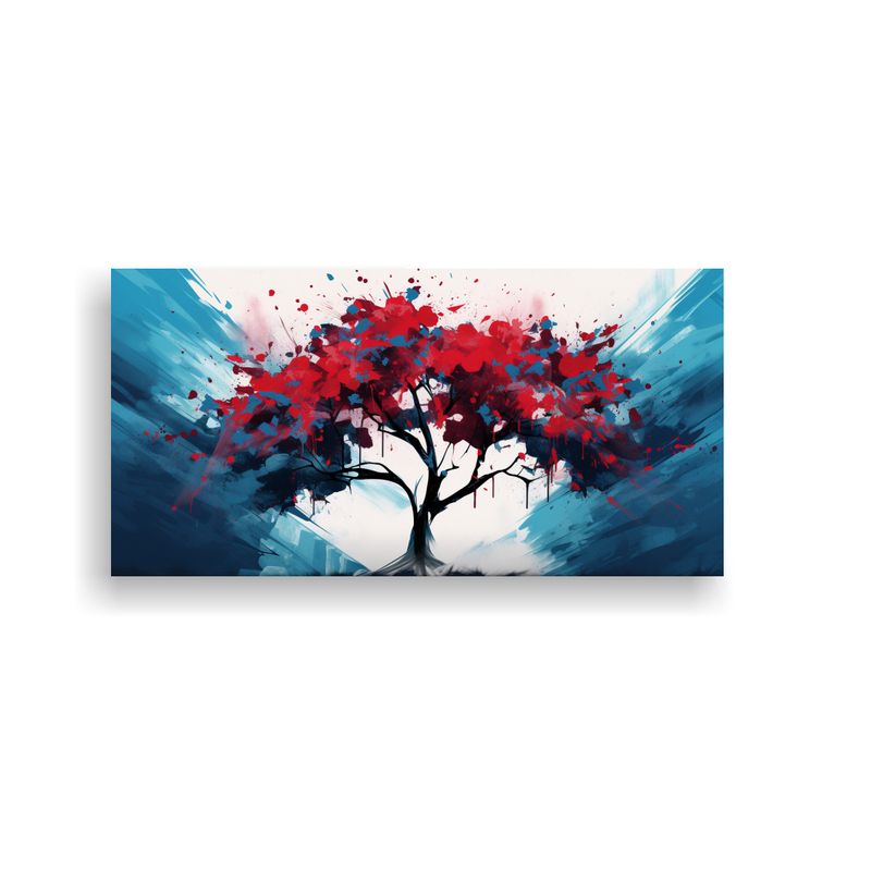 GENERICO - Cuadro Concepto Expresividad De Un Árbol Tropical En Rojo Y 160x80cm