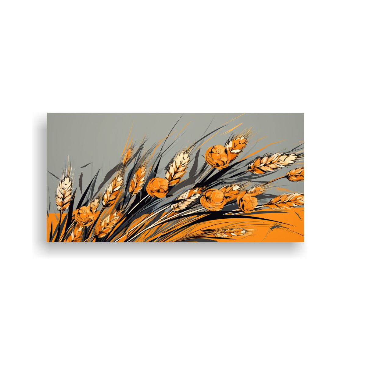 GENERICO - Pintura De Pared Hermosa De Granos De Trigo En Colores Naran 160x80cm