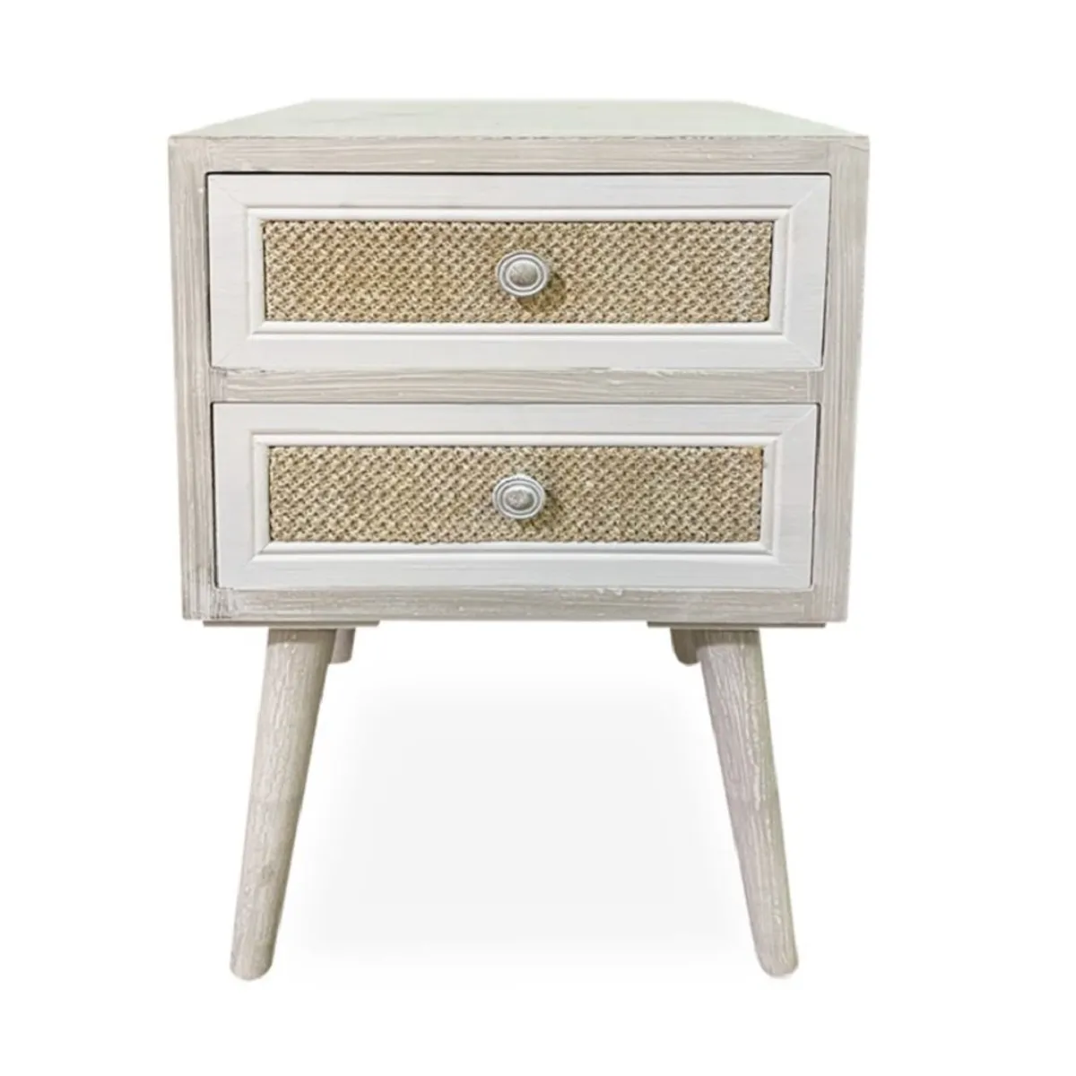 INTERACTIVE STORE - Velador 2 cajones cubierta cañamo