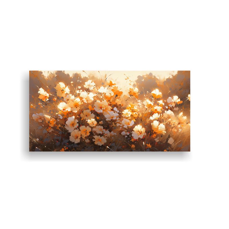 GENERICO - Cuadro Impreso Vitalidad Amarillo Y Dorado Flores En Lienzo 160x80cm