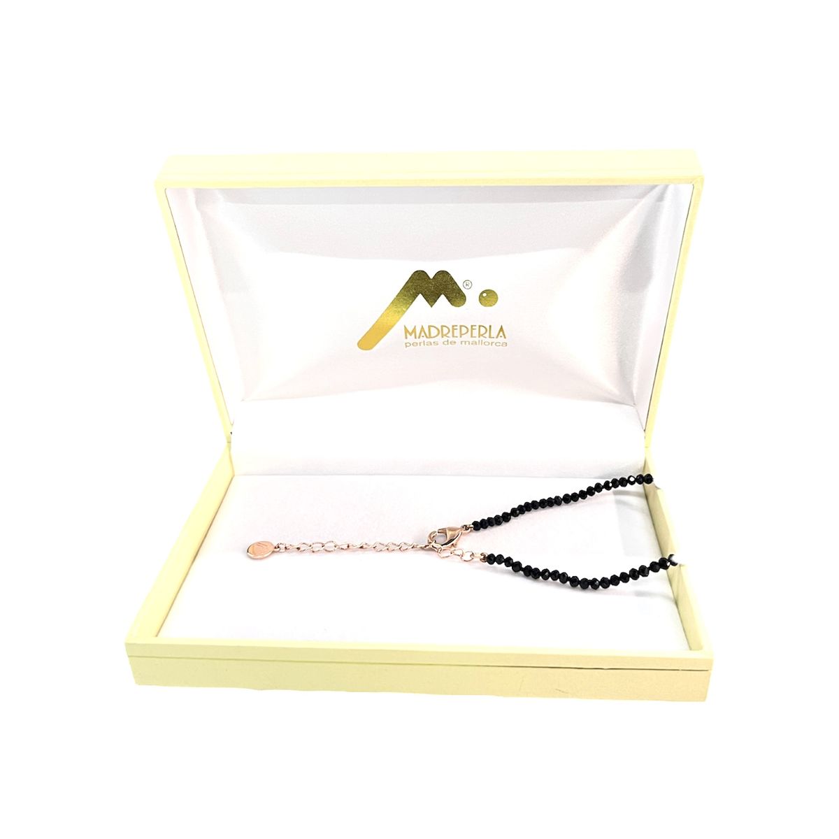 MALLORCA - Collar de Perlas con cristales Onix 50cm Enchapado en Oro