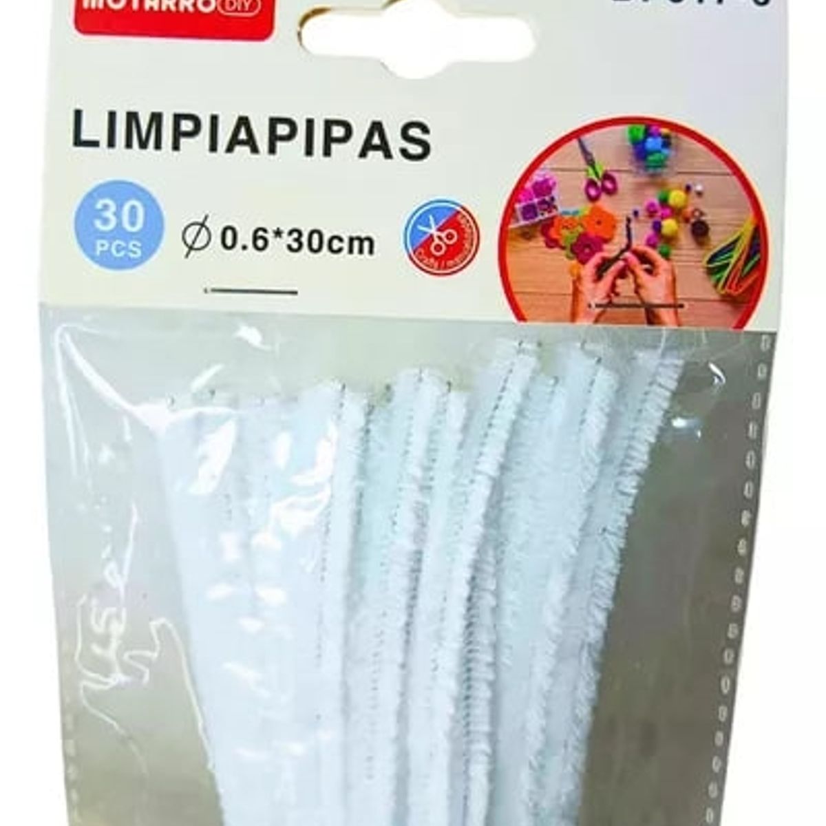 MOTARRO - Limpiapipa De Color Blanco 0.6 x 30 cm 30 Unidades