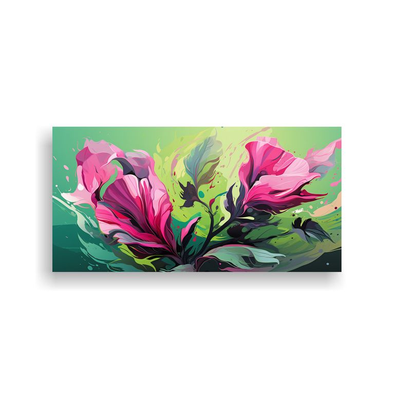 GENERICO - Pintura Decorativa Estilo Neonoir Simétrica Verde Y Rosa Co 160x80cm