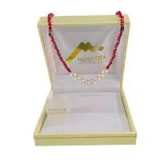 MALLORCA - Collar de Perlas con cristales Rubi 50cm Enchapado en Oro