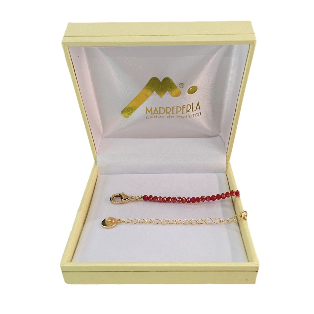 MALLORCA - Collar de Perlas con cristales Rubi 50cm Enchapado en Oro