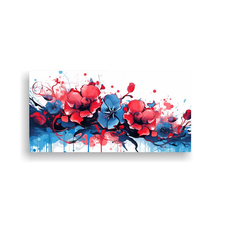 GENERICO - Pintura Decorativa En Relieve Tonos Rojo Y Azul, Estilo Neon 160x80cm