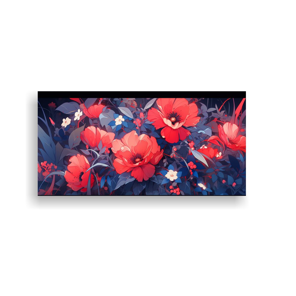 GENERICO - Pintura Mural Hermosa En Colores Rojo Y Azul Con Atmósfera  160x80cm