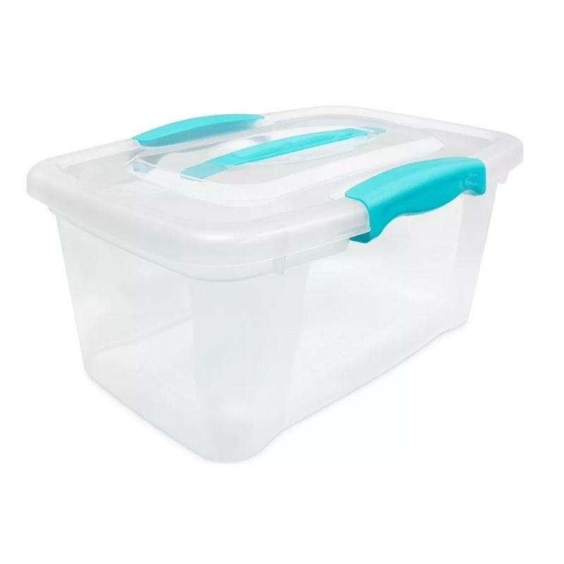 REYPLAST - Caja de Almacenamiento Con Tapa Y Manilla 6 Lts Celeste