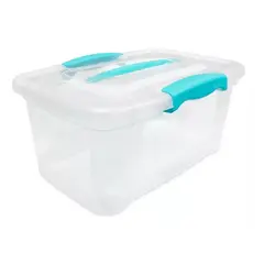 REYPLAST - Caja de Almacenamiento Con Tapa Y Manilla 6 Lts Celeste