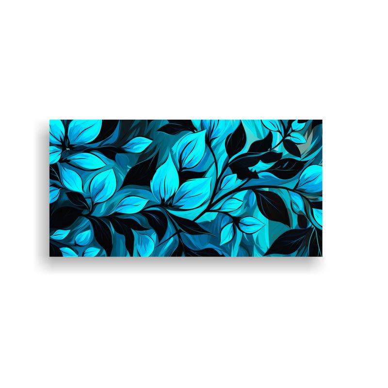 GENERICO - Tela En Bastidor Movimiento Mural Turquesa Y Negro Atmosfera 160x80cm