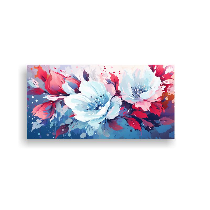 GENERICO - Pinturas Florales Blancas En Lienzo Con Estilo Neonoir De At 160x80cm