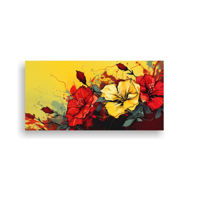GENERICO - Tela Estética Amarillo Y Rojo En Bastidor, Ambiente Neonoir 160x80cm