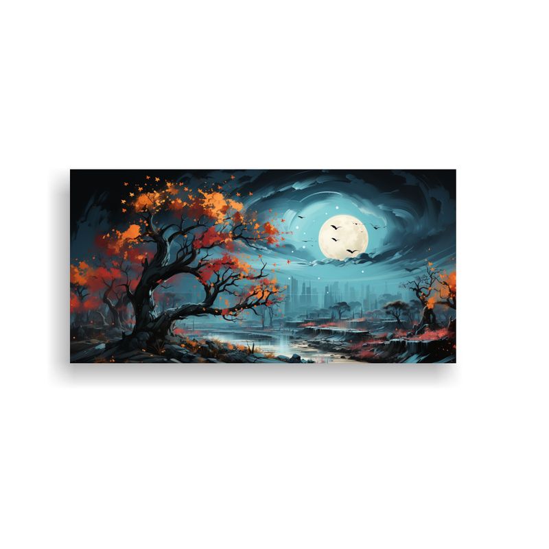 GENERICO - Cuadro Moderno único De Un árbol De Acacia En Colores Turq 160x80cm