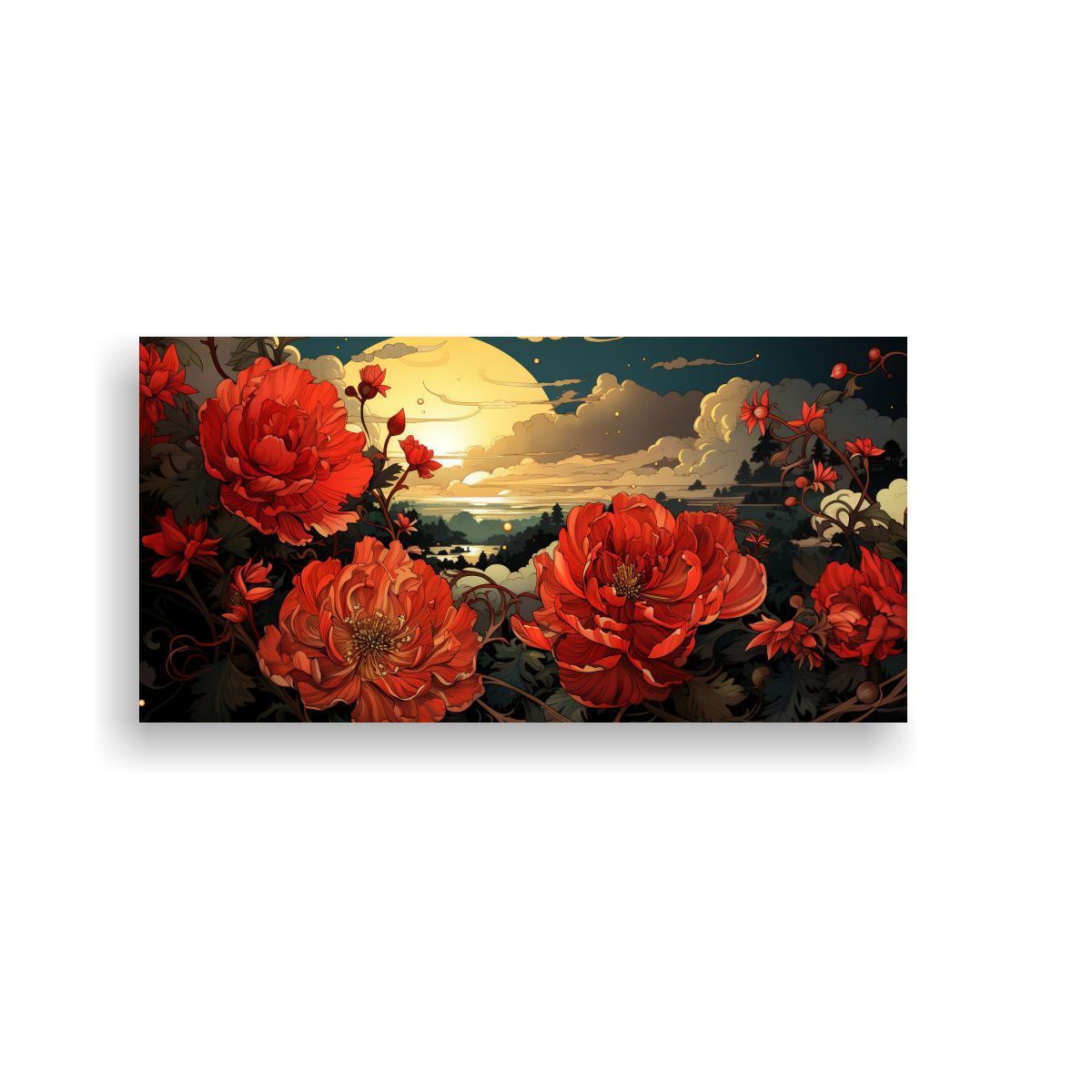 GENERICO - Pintura Cocina árbol Manzana Colores Rojo Y Dorado, Ambient 160x80cm