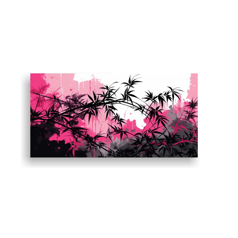 GENERICO - Pintura Decorativa De Bambú En Bastidor Brillante Negro Y R 160x80cm