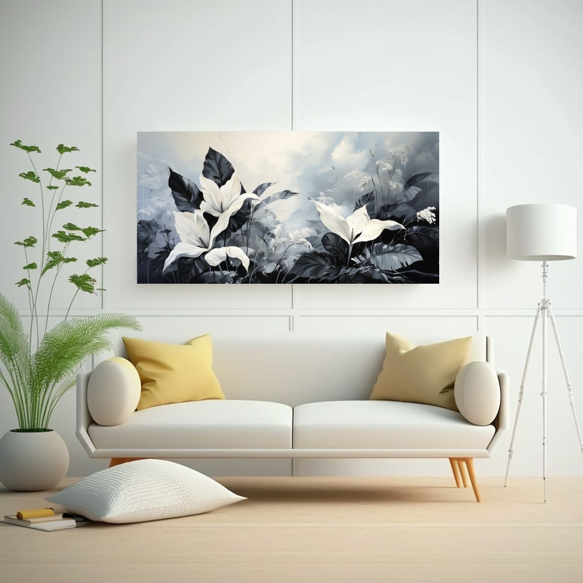 GENERICO - Tela Bastidor Abstracto Luminoso Con Hojas De Plátano En Co 160x80cm