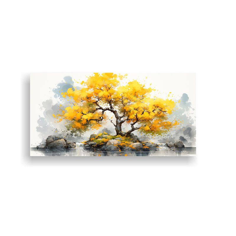 GENERICO - Lienzo Composición Fantasía, Árbol Bonsái Abedul Amarill 160x80cm