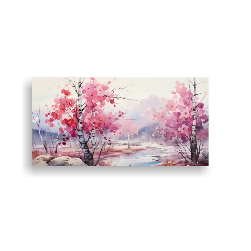 GENERICO - Pintura Acuarela Juvenil De árbol Abedul En Colores Rojo Y  160x80cm