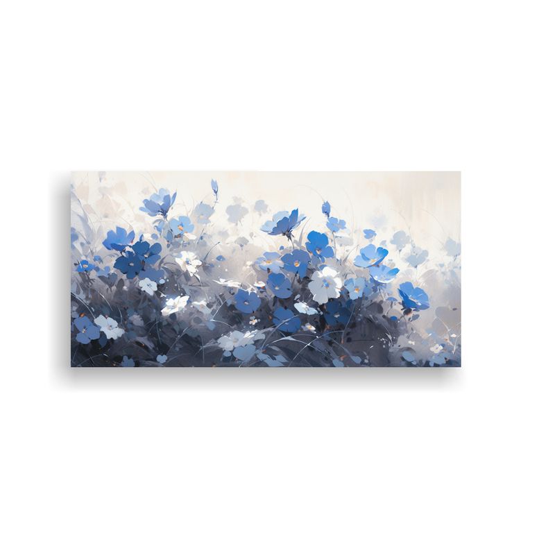 GENERICO - Pintura De Flores En Lienzo Estilo Tonos Luminosos Azules 160x80cm