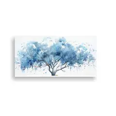 GENERICO - Pintura Abstracta En Acuarela De Colores Azules De Un árbol 160x80cm
