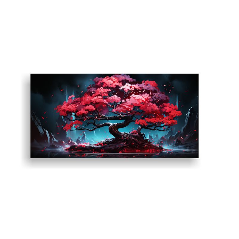 GENERICO - Pintura Decorativa Arte Expresión Multicolor Bonsái Fucsia 160x80cm