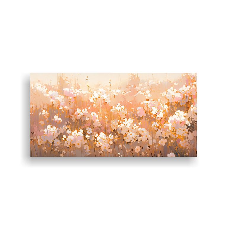 GENERICO - Pintura Decorativa Majestuosas Flores Doradas Y Rosas En Lie 160x80cm