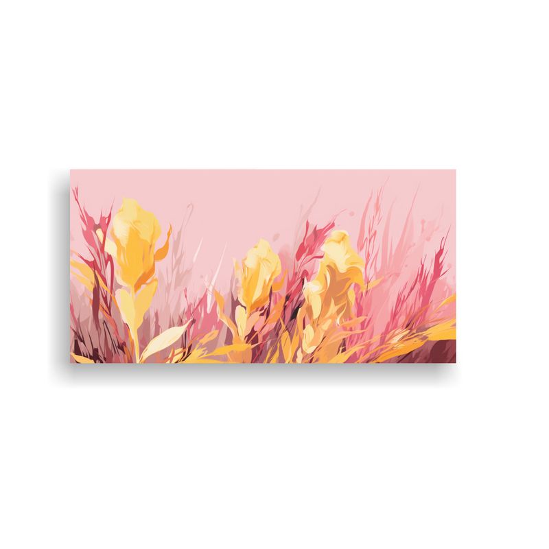 GENERICO - Lienzo De Tela Tema Adorno Hierbas En Amarillo Y Rosa, Atmos 160x80cm