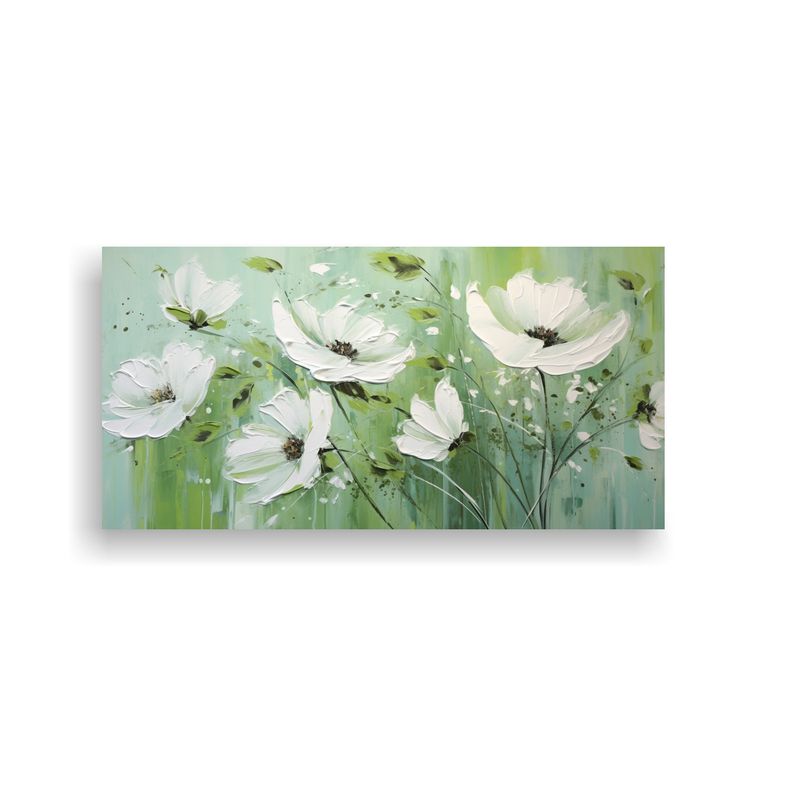 GENERICO - Pintura Floral Verde Y Plateada De Alta Calidad Para Decorar 160x80cm