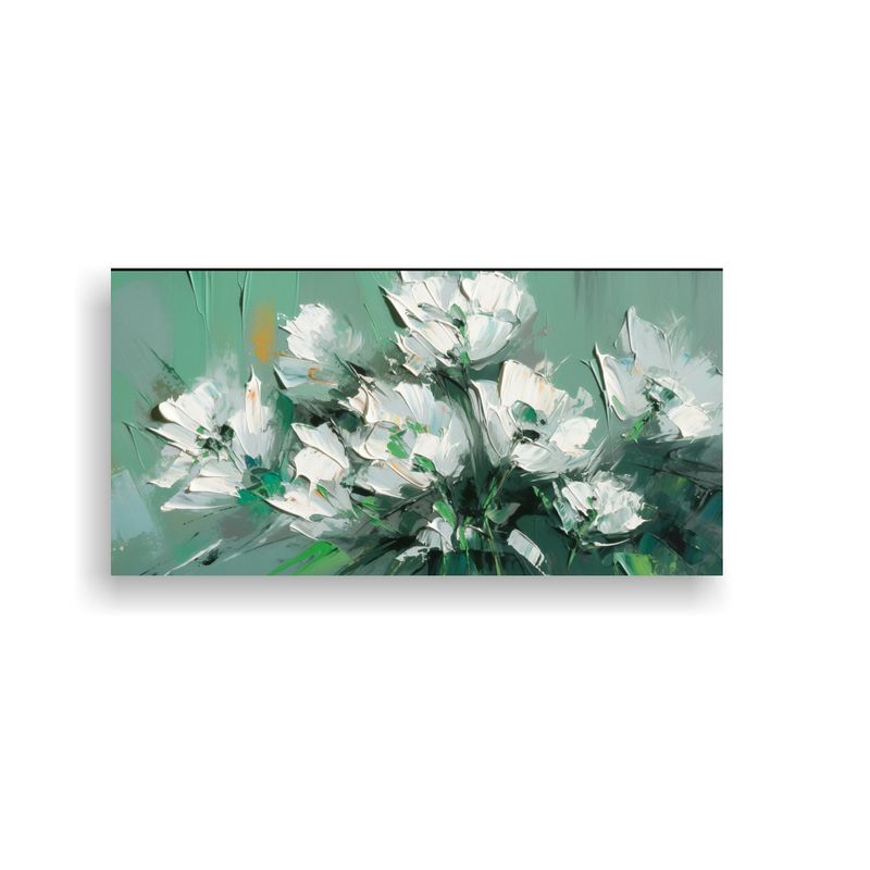 GENERICO - Pintura En Lienzo: Composición Visual De Flores Verdes Y Pl 160x80cm