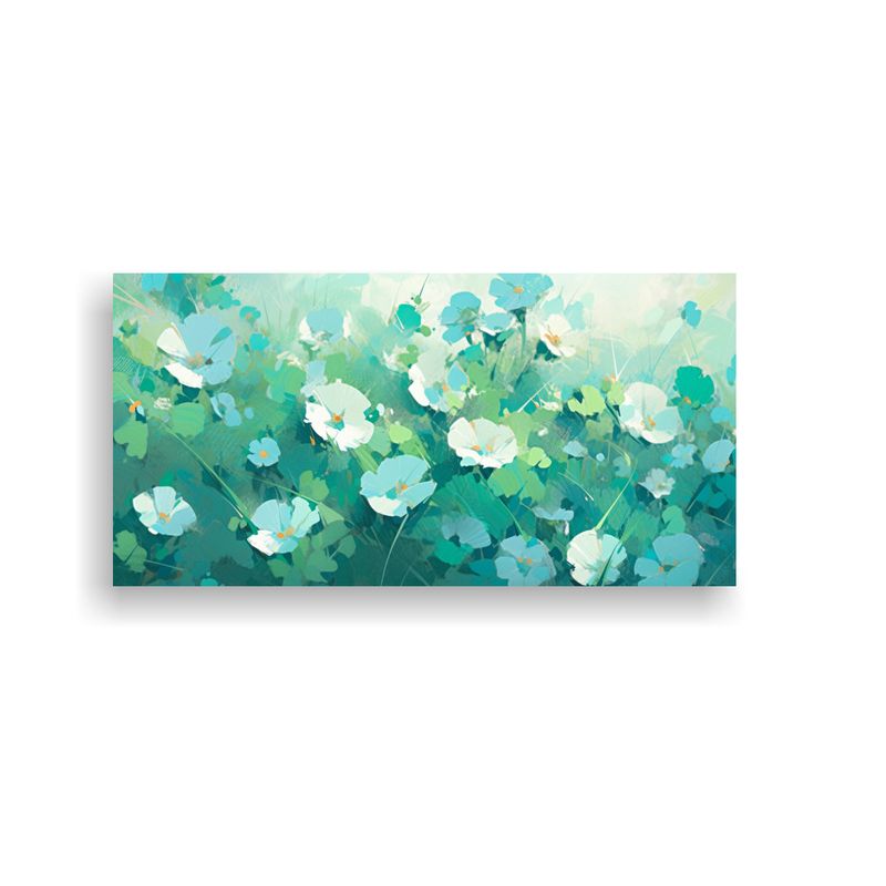 GENERICO - Cuadro De Flores En Lienzo De Colores Verde Y Turquesa Para  160x80cm