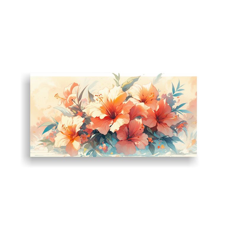 GENERICO - Cuadro De Arte Gráfico Movimiento Flores De Hibisco Colores 160x80cm