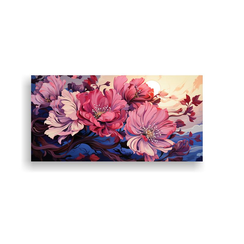 GENERICO - Arte Horizontal Linda A En Colores Morado Y Rosa Con Atmósf 160x80cm