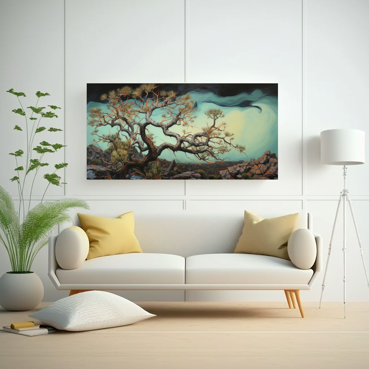 GENERICO - Cuadro Vintage Joshua Tree Abstracto Estilo óleo De Alta Ca 160x80cm