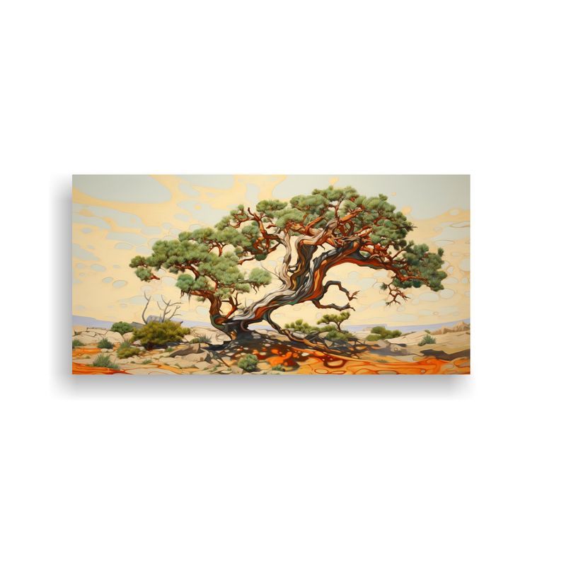 GENERICO - Pintura Abstracta De árbol De Enebro Estilo óleo Detallado 160x80cm