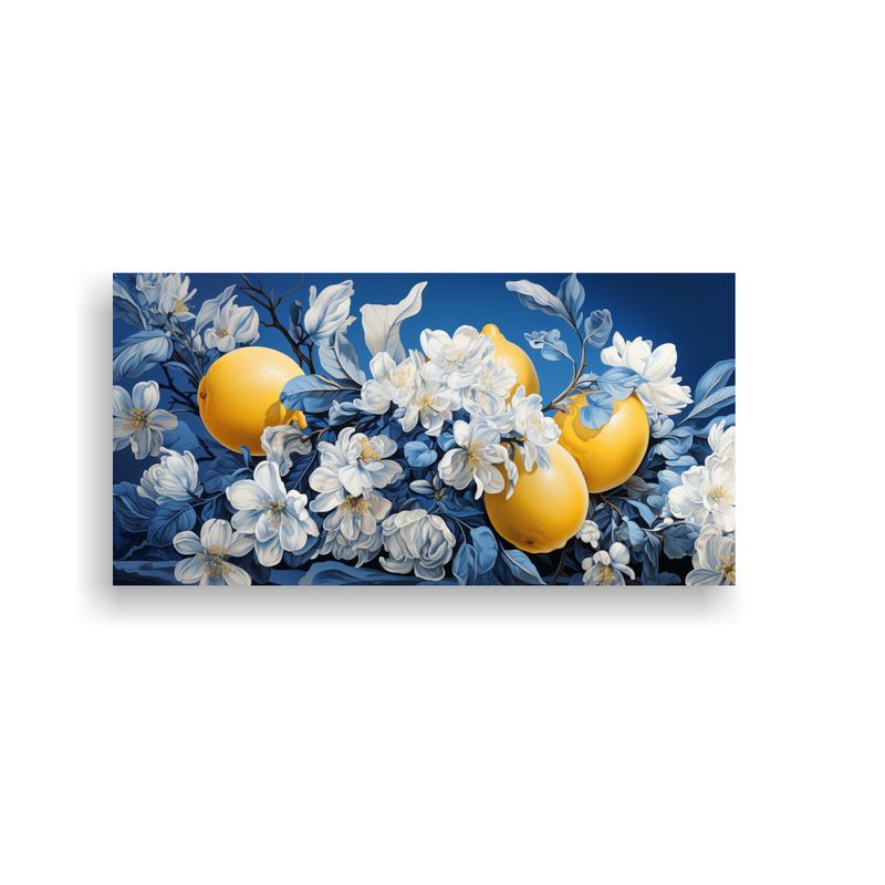 GENERICO - Cuadro Impreso Simple Un Limonero En Colores Blanco Y Azul A 160x80cm
