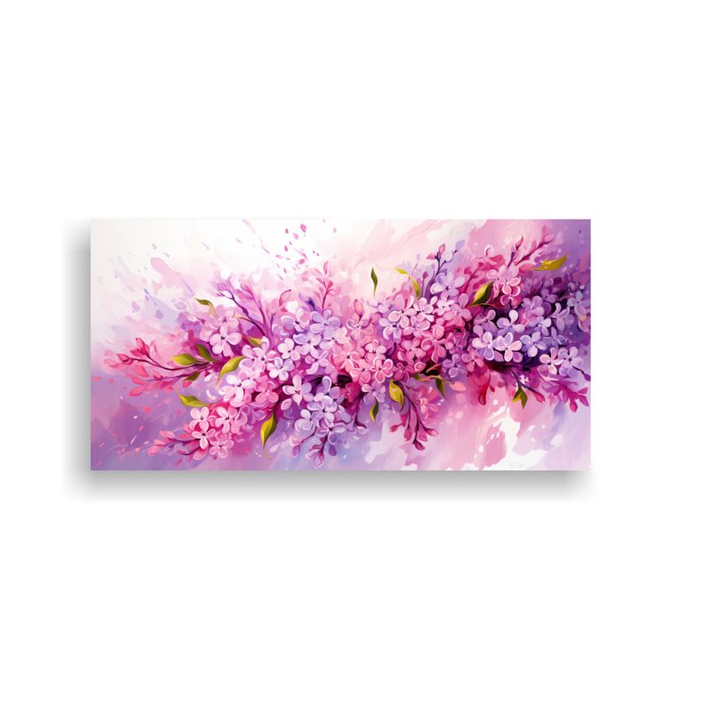 GENERICO - Cuadro Abstracto De Flores Lilas Rojas Y Rosas Decoración C 160x80cm