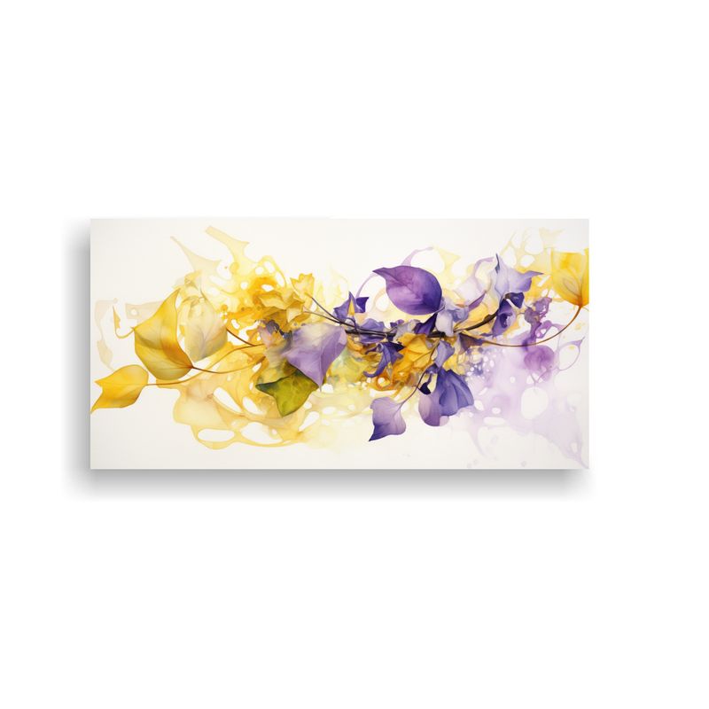 GENERICO - Pintura Abstracta De Flores De Tilo Amarillo Y Morado En Lie 160x80cm