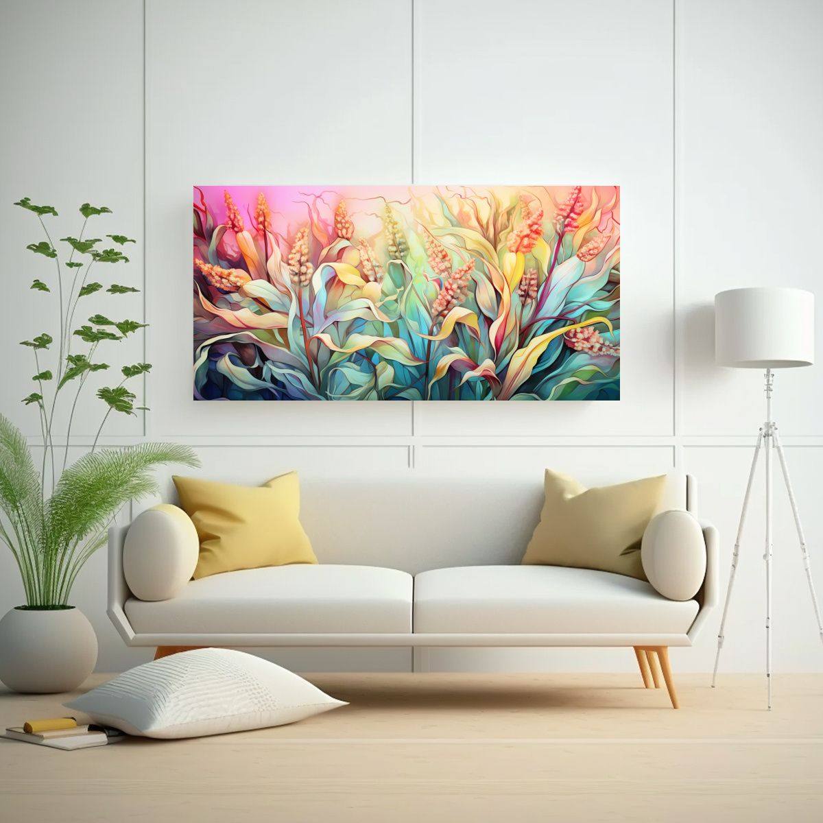 GENERICO - Cuadro Impreso De Maíz En Colores Pastel Con Atmósfera Neo 160x80cm