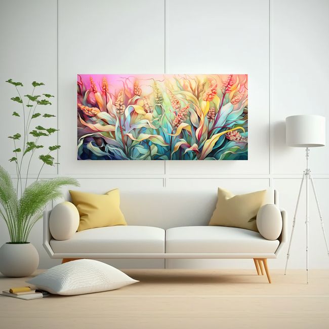 GENERICO - Cuadro Impreso De Maíz En Colores Pastel Con Atmósfera Neo 160x80cm