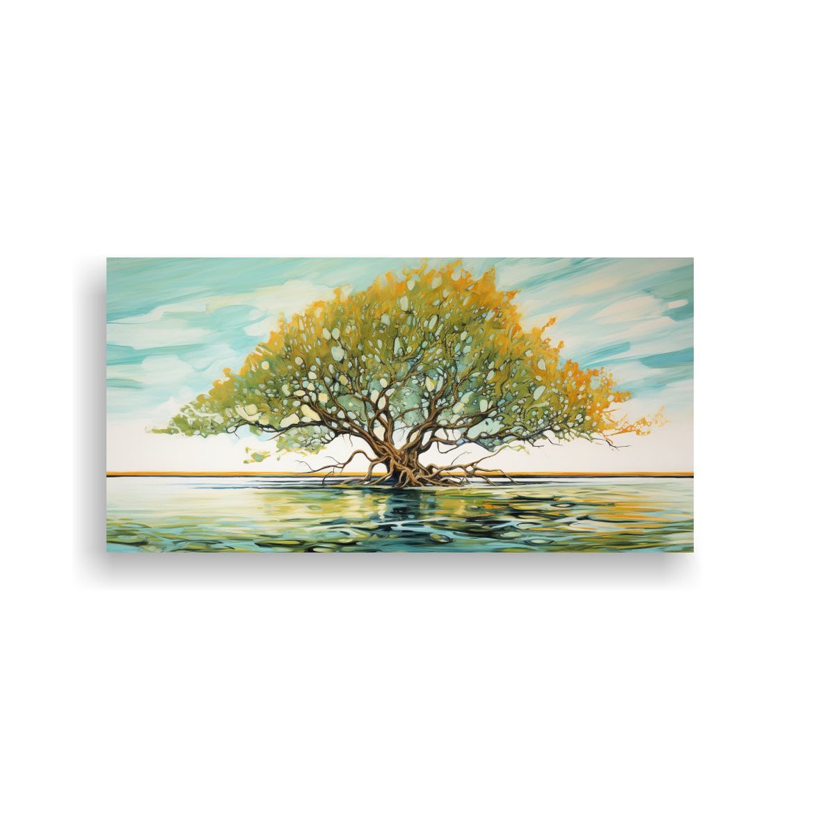 GENERICO - Pintura Abstracta Moderna De árbol De Manglar En Estilo Det 160x80cm