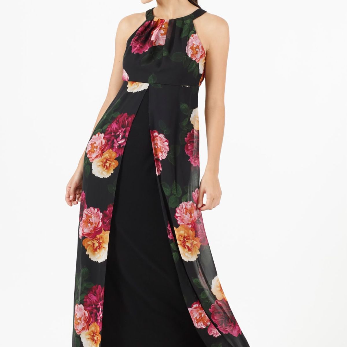 PRIVILEGE - Vestido negro estampado 310