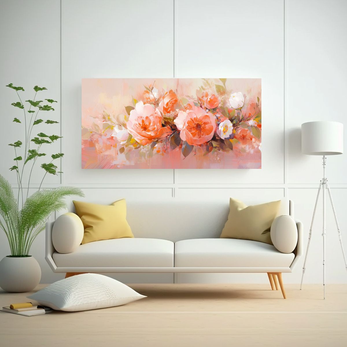 GENERICO - Pintura En Lienzo Con Detalles Intrincados De Flores En Colo 160x80cm.