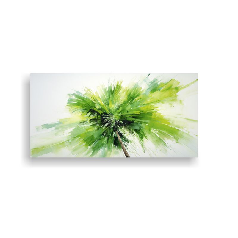 GENERICO - Pintura Abstracta Acuarela Temática Palmera Verde En Tela 160x80cm