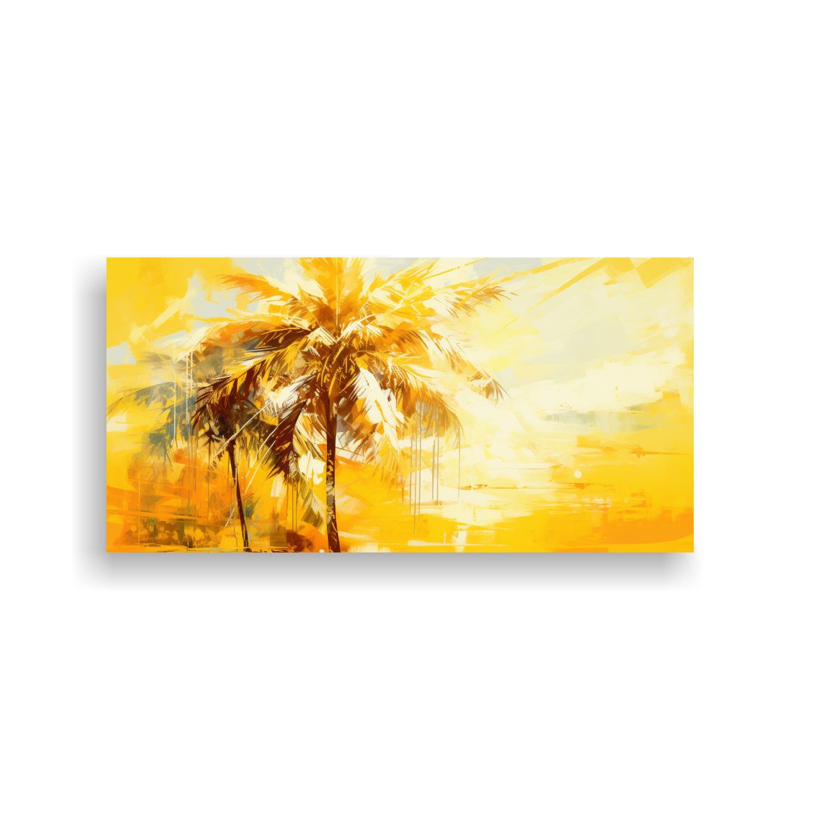 GENERICO - Cuadro Decorativo Moderno De Palmera Amarilla, Ambiente Neon 160x80cm