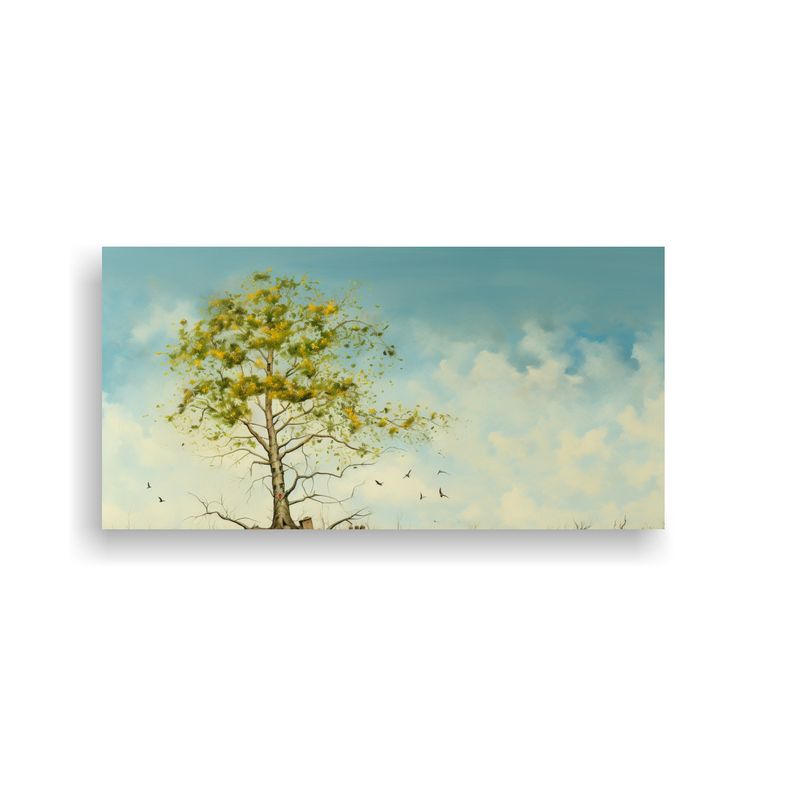GENERICO - Cuadro De Dibujo De Un Árbol De Álamo En Relieve, Pintura  160x80cm
