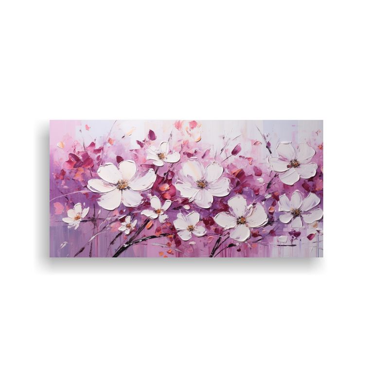 GENERICO - Tela En Bastidor Vanguardia Elegante Con Flores Blancas Y Ma 160x80cm