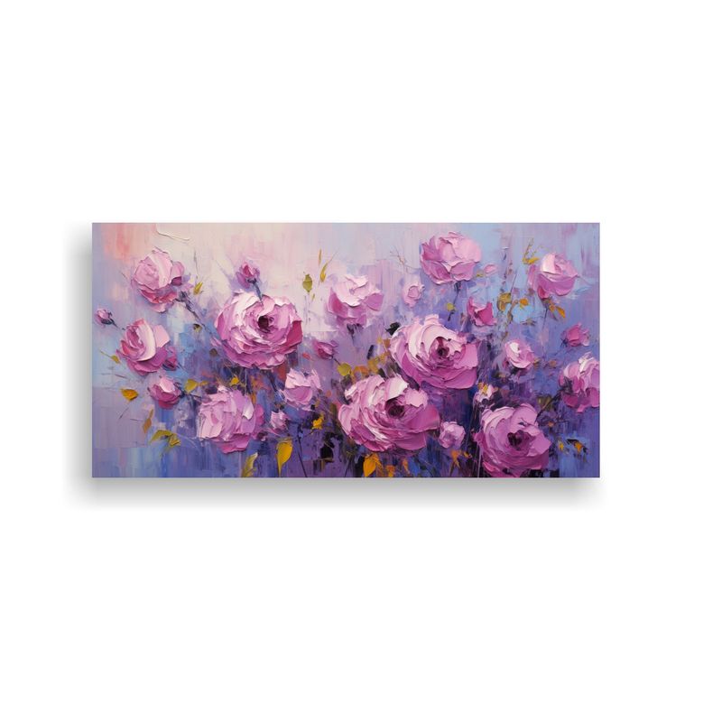 GENERICO - Cuadro Creativo De Flores En Lienzo En Colores Morado Y Rosa 160x80cm