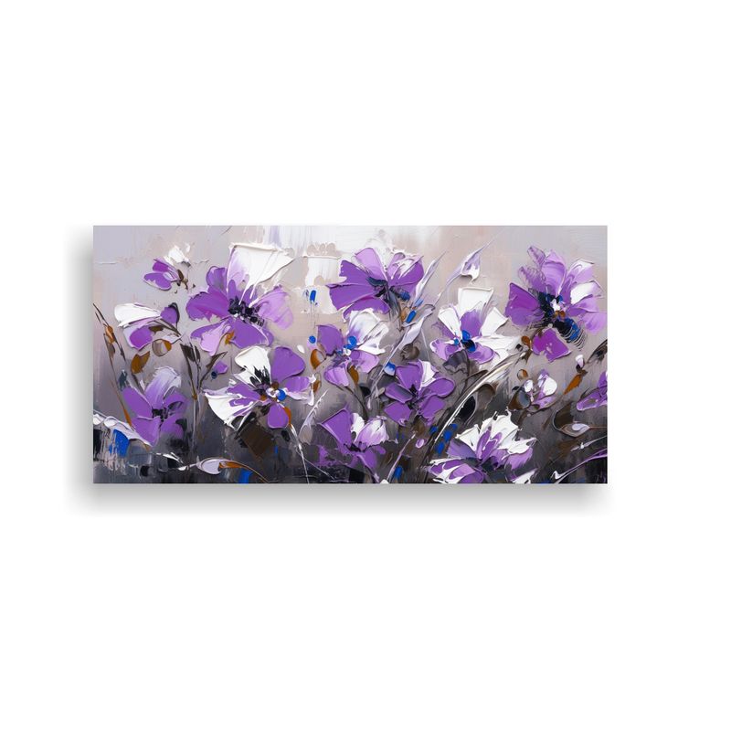 GENERICO - Cuadro Vanguardia Comedor Pintura De Flores Moradas Y Platea 160x80cm