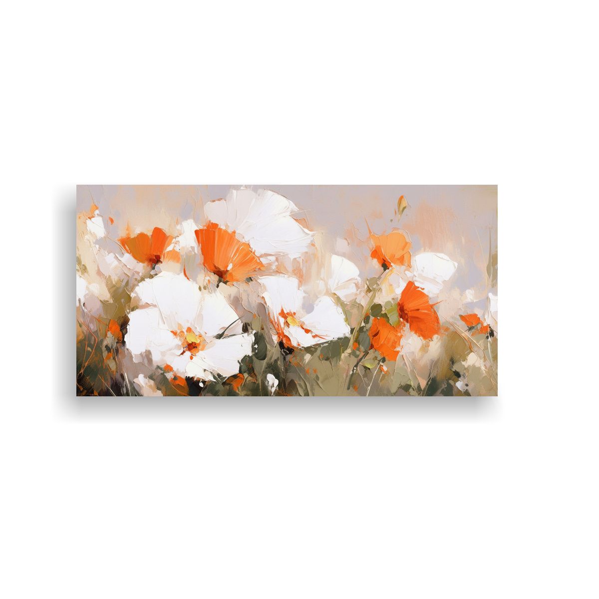 GENERICO - Cuadro Inspirador: Obra Maestra De Flores Blancas Y Naranjas 160x80cm