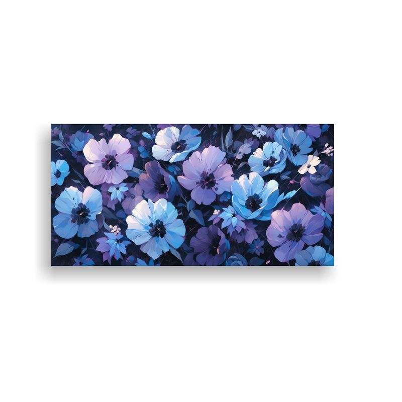 GENERICO - Cuadro Impreso Llamativo De Flores Moradas Y Turquesas En Li 160x80cm